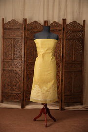 Simply Chic Yellow Muga Cotton Jamdani Unstitched Suit Set